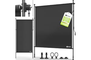tillvex® Klemmmarkise Senkrechtmarkise 100x310cm Anthrazit mit Handkurbel ohne Bohren | Sichtschutz Ausziehbar & Blickdicht | Vertikalmarkise Balkon Terrasse Garten | Sichtschutzrollo Wetterfest