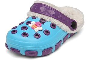 SMajong Kinder Clogs Winter Jungen Mädchen Warme Gefüttert Pantoletten Hausschuhe Weichem rutschfeste Pantoffeln Gartenschuhe 25-36 EU