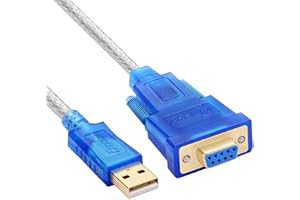 PZSMOCN USB 2.0 to RS232 Female DB9 Serial Adapter Cable (Clear Blue) 1 Meters, with CD / PL2303 Chipset/Support 98/ME/2000/2003/2008/Andoid/XP/win7 8 8.1 10/Mac OS/Linux.