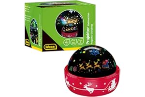 Idena 50147 - Proiettore natalizio a LED, si illumina con motivi natalizi colorati, proiettore di cielo stellato a LED con 2 modalità, per uso interno, a batteria, circa 16,2 x 13 cm