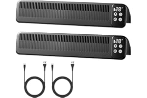 Esjay Heizkörper Ventilator Lüfter, Heizungsventilator für Wärmeverteilung verbessern Energie sparen, Heizungslüfter 2 Modi (2 Stück, Schwarz)