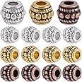 SOFPLATE 1 Box 150Pcs Silver Large Hole Spacer Bead Gold European Rondelle Beads Bulk Antique Bronze Tibetan Alloy Column Barrel Tube Charm Beads for Bracelets Earrings Necklace jewellery Making Chain