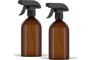 Essenciales Bote Spray Pulverizador Cristal de 500ml - 2 Botes de color Ámbar - Botellas Rellenables con Gatillo Multiusos