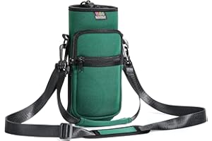 Nuovoware Water Bottle Carrier Bag, 25oz/32oz Bottle Pouch Holder, Adjustable Shoulder Hand Strap 2 Pocket Sling Neoprene Sleeve Sports Water Bottle Accessories for Hiking Travelling Camping