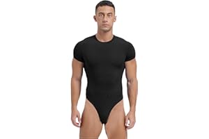 CHICTRY Mens Stretchy One-Piece High Cut Thong Leotard Bodysuit Racerback Wrestling Singlet Swimsuit