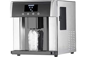 ‎ROSENSTEIN & SÖHNE Rosenstein & Söhne Eismaschine: Eiswürfelmaschine & Wasserspender V2 mit XL-Display, Edelstahl-Gehäuse (Eiswürfelmaschine klein, Kaltwasserspender, Eiswürfelmaschiene)