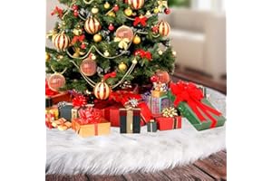 QJOY Lamin Weihnachtsbaum-Röcke, Kunstfell, groß, Plüsch, weiß, runde Basis, Weihnachtsdekoration für Ihren Weihnachtsbaum – passend für jede Baumgröße (weiß-121,9 cm)