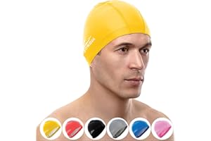 AqtivAqua Swimming Cap for Adults and Kids — Soft and Elastic Spandex with Protective Layer — Ideal for Use in Swimming Pools or Open Water