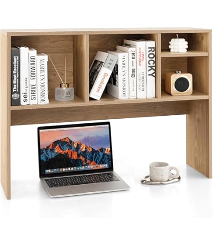 Scaffale Da Scrivania FPIGSHS - Libreria Organizer 70 Cm, Nero, Per Ufficio, Casa, Con Ganci, Metallo E MDF - Foto 6