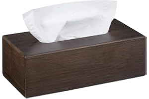 Relaxdays servettbox i bambu, näsduksbox med skjutbar botten, tissuebox för näsdukar, HBT: 8,5x24x13cm