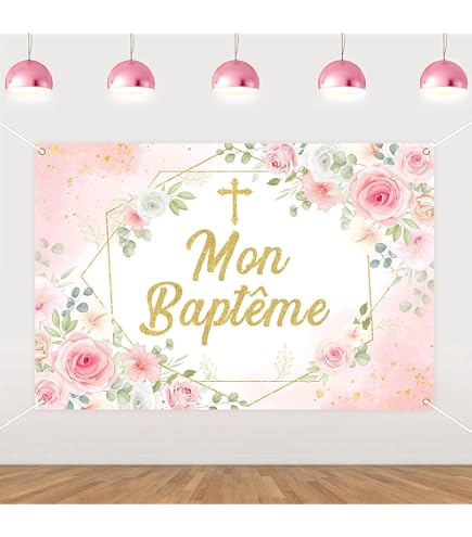 Décoration Baptême Vert Sauge - Banderole Mon Baptême + Toile De Fond + Ballons - Fille Ou Garçon