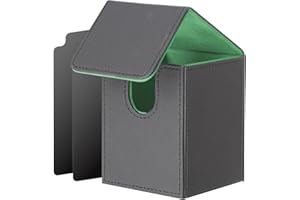 ECOSEAO Caja de Mazo para MTG, Caja de Cartas para 100+ Cartas, Magnetic Flip Deck Box con 2 Divider, Cajas Deck para TCG Yu-Gi-Oh! Cards(Negro-verde)