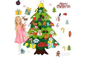 GUO-YING Filcowa choinka – DIY Filcowa dekoracja świąteczna z 32 zdejmowanymi wiszącymi ozdobami, dekoracja ścienna do domu