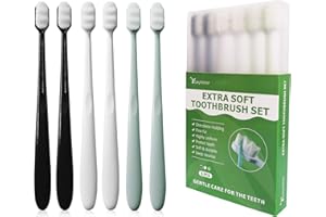 EasyHonor Extra weiche Zahnbürste für empfindliches Zahnfleisch, Mikro-Nano manuelle Zahnbürste mit 20000 weichen Zahnseide Borsten, schützt zerbrechliches Zahnfleisch (6 Stück)