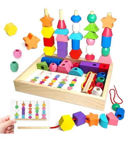 Giocattolo Montessori In Legno 3in1 - Impilabile, Forme Geometriche, Xilofono E Gioco Di Pesca Per Bambini 1-4 Anni