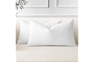 JOTOM Juego de 2 Fundas de Cojín 40x60 cm Lino Blanco Fundas de Almohada Decorativas 16x24 Pulgadas Cuadradas Funda de Cojín Decoración del Hogar para Sofá Cama