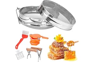 PRITOK Tamis à miel en acier inoxydable, ensemble double tamis 5 pièces, accessoires pour apiculteur, équipement d'élevage d'abeilles, outil pour apiculteur, pince, fourchette pour décapsulage