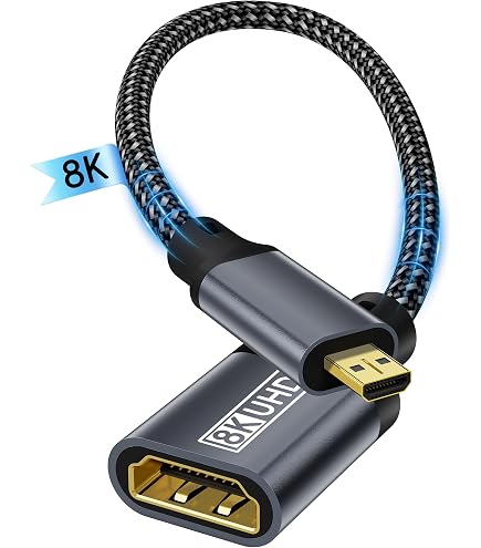 Silkland 8K Mini HDMI to HDMI 2.1 Adapter, 8K@60Hz 4K@120Hz, 48Gbps
