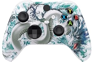 eXtremeRate Coque de Remplacement pour Xbox Séries X/S, Coque Avant Customisée pour Xbox Séries X/S Manette, Dragon de Jade