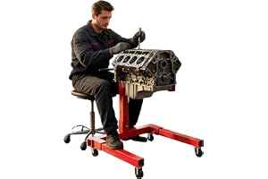HENGMEI Motorstativ motorhållare upp till 570 kg växeldomkraft motorlyftare av lackerat stål växelhållare med hjul, 360° vrid