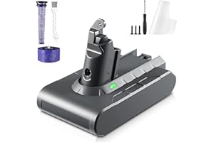 Lachy Batterie pour Dyson V6, 21,6 V 2500 mAh Batterie de Améliorée pour Série V6 DC62 DC58 DC59 DC61 Animal DC72 DC74 SV03 SV04 SV05 SV06 SV07 SV09 595 650 770 880 Aspirateur avec 2 Filtres et Brosse