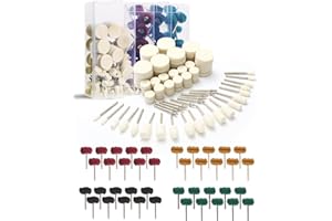 ELECHIAKAN 140 Pezzi Accessori per Dremel Elettrico Lucidatura, Ruota in Lana 3mm per la lucidatura metallo Metallo, Vetro, Gioielli, Kit Utensile Rotante Completo