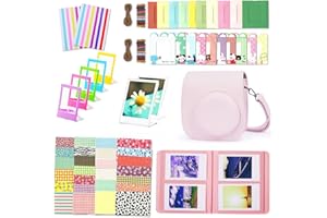 Leebotree Sofortbildkameras Kamera Zubehör Kompatibel mit Instax Mini 12 Sofortbildkamera beinhaltet Tasche/Album/Rahmenaufkleber/Eckaufkleber (Blossom Pink)