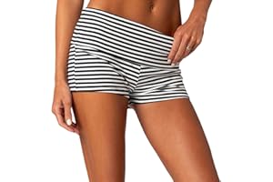 OWEGVIA Y2k Strick-Shorts für Damen, schmale Yoga-Shorts, leger, einfarbig, umklappbar, niedrige Taille, Lounge-Shorts, Hose