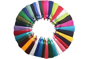 JSJSYO 40pcs Silk Tassels for Jewelry Making, 20 Colors 3.5''/90mm Handmade Imitation Tassels with Hanging Loop for Bookmark Tassels Bracelets Earrings Acrylic Key Chain Craft