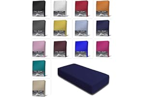 one-home Jersey Spannbettlaken Spannbetttuch Bettlaken weich 100% Baumwolle Rundumgummi, Maße:90-100 x 200 cm, Farbe:Navy/Marine Blau