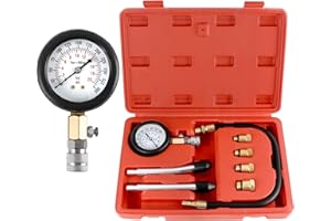 Ozonlife Compresor Probador Compresión para Cilindros de Motores de Gasolina Kit Compresiómetro para Coches Manómetro de Presión para Motores de Gasolina 0-300 PSI / 0-20 BAR con 4 Adaptadores