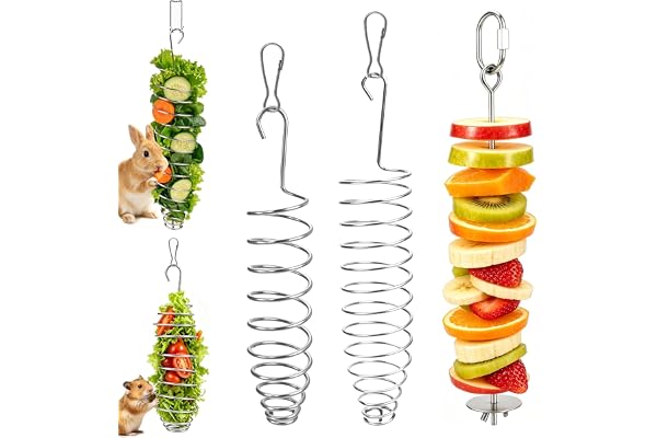3 stycken undulatleksaker, rostfritt stål foderdispenser för små djur | Hamsterleksakstillbehör, frukt- och grönsakshållare för upphängning, matsökningsleksaker för chinchillor, råttor