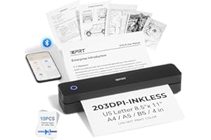 iDPRT Tragbarer Drucker, kabellos, für Reisen, Bluetooth-Thermodrucker, tintenlos, kompatibel mit iOS, Android, Laptop für Büro, Auto und Zuhause (Tragbar, Schwarz)