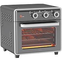 HOMCOM Minibackofen Mit Umluft 10L – Heißluftfritteuse, 1000W, 80-230°C, Mit Timer & Beleuchtung