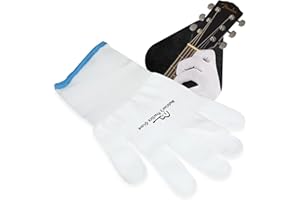 Musician's Practice Glove - 1-Pack Guitar Gloves for Women and Men, Fingertip Protectors for Playing String Instruments, Hand Issues and More, Nylon Thin Gloves for Indoor/Outdoor Gigs, Small, White
