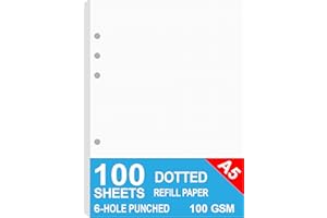 NOKINGO Papel de recambio con puntos A5 para planificador Filofax, 100 hojas/200 páginas, papel blanco de 100 g/m², 6 agujeros de hojas sueltas, 14,8 x 21 cm