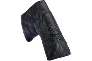 AMXKEPODA Premium Black Blade Golf Putter Club Headcover Skull and Crossbones Magneitc Closure Golf Head Cover