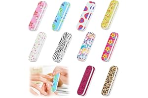 VIKKI 20PCS Professional Nail Files Double Sided Mini Emery Board 180/240 Grit Washable Nail Files, Colorful Floral Fingernail Buffering Files Manicure Tools Nail Styling Tools Pet Grooming Tools