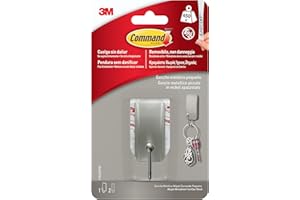 Command 3M 17033 Gancho pequeño color níquel pulido, 1 gancho, 2 tiras