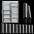 Khazna Extra Long C Curve Nail Tips Half Cover 100PCS Extra Long Straight Square Tips for Acrylic Nails with Box, lear Acrylic Nail Tips for Salon & Home DIY Nail Art Tips