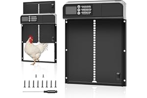 AWKAQUN Automatische Hühnerklappe mit Zeitmodus, Elektrische Hühnerstall mit Wasserdicht Großes Display, für Sichere Hühnerhaltung, Auch für automatische Kätzchen- und Welpentüren erhältlich