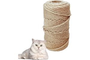 ANSHUKE Corda in sisal per tiragraffi da 6 mm (50 metri), corda di canapa naturale, adatta per la decorazione del giardino, per gatti, accessori per gatti, in fibra naturale