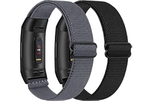 Wanme 2 Stück Armband für Fitbit Charge 4 Armband/Fitbit Charge 3 Armband, Weiches Elastisch Nylon Ersatzarmband für Fitbit Charge 3 Armband/Fitbit Charge 4 Armband für Damen Herren