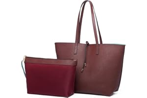 Miss Lulu Schultertaschen für Damen Shopper Damen Groß Tasche Damen Henkeltasche Damen Modische Einkaufstasche PU-Leder Praktisches 2-teiliges Handtaschen-Set