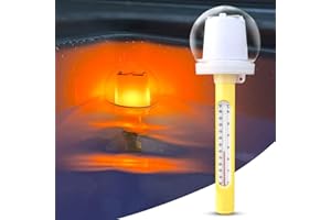 LanBlu Thermomètre Piscine Flottante, Thermomètre de Piscine Solaire avec Lumière de Flamme, Thermometre pour Piscine Facile à Lire la Nuit, Thermomètre Piscine Flottant pour Bassin Spa