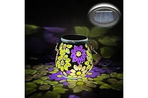 TOTHDATE 1PCS Solar Mosaik Leuchte Oval für Außen, On/Off Glas Mosaik Hängend Licht Solarlaterne Tischleuchte IP65 Wasserdicht für Rasen Pfad Hof Deck Boden Teich, Blumen Mosaik Licht