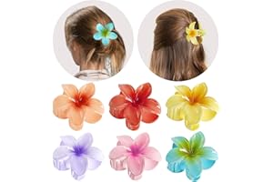 SRJEQC 6 Pezzi Pinze per Capelli Fiori,Accessori Capelli Fiori Hawaiano,4 cm Antiscivolo Pinza Capelli Donna,Pinza per Capelli per Capelli Spessi e Sottili,Accessori per Capelli per Donne e Ragazze -6 Colore