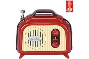 ANOMAT Vintage Mini FM Radio – Retro Style Portable Radio with Auto Scan and Extendable Antenna – Classic Decorative Desk Accessory – Battery Powered for Home or Travel
