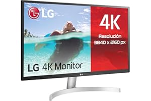 LG 27UL500-W - Monitor 27 pulgadas UHD, Panel IPS: 3840x2160, 60Hz, 5 ms, 1000:1, 300nit, sRGB 98%, 16:9, HDMI, DisplayPort, Conectividad Universal, Inclinación Ajustable, Color Blanco