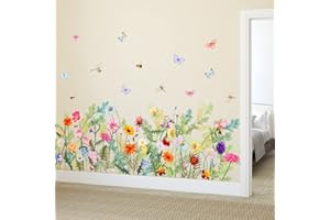 HGDESIGN® Obraz na okno, naklejka na okno, kwiaty, motyle, wczesne okno, wielokrotnego użytku, obustronna, do salonu, sypialni, pokoju dziecięcego, pokoju dziecięcego, naklejki ścienne (125 x 65 cm)